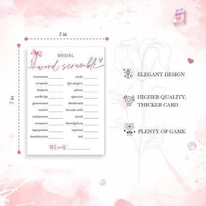 Bridal Shower Games Cards, Bridal Word Scramble, 25 Cards - Image 2