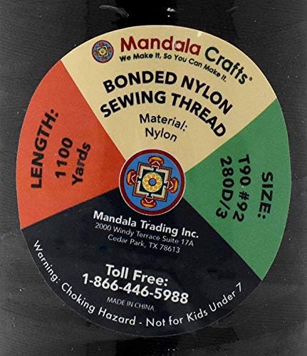 Mandala Crafts Bonded Nylon Thread Black Heavy Duty Sewing Threads - Image 4