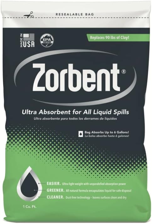 Zorbent Oil Spill Absorbent | 1 Cu Ft Bag Absorbs up to 6 Gallons of Liquid. by Zorbent