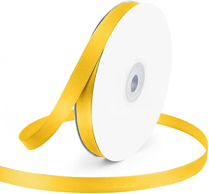 KMER LIFE 3/8" Wide x 50 Yards Yellow Single Faced Polyester Satin Ribbon by KMERLIFE