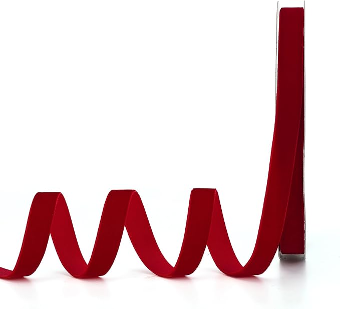 Red Velvet Ribbon, 5/8" W x 20Yd Single Face, Hair Bows, Handmade Craft and by Lemon+Park