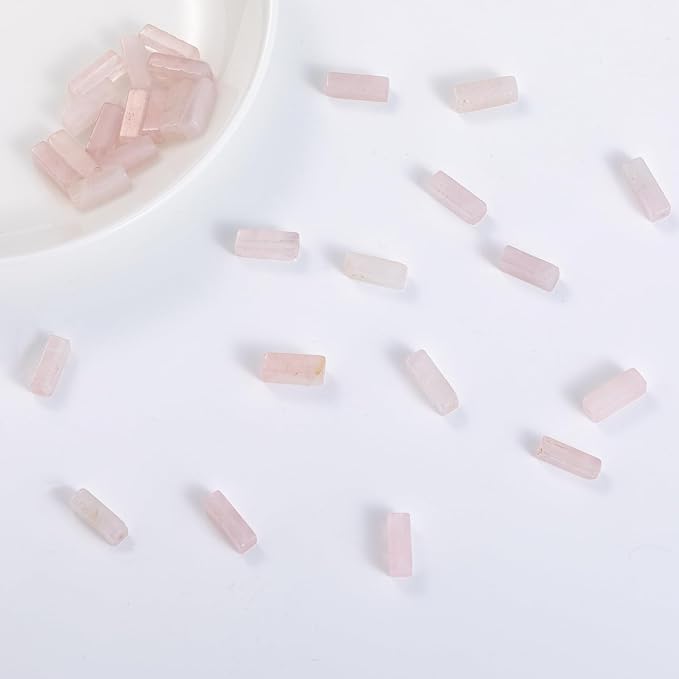Natural Rose Quartz Crystal Rectangle Tube Beads 4x13mm 38cm/str Loose Semi - Image 4