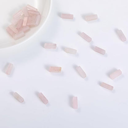 Natural Rose Quartz Crystal Rectangle Tube Beads 4x13mm 38cm/str Loose Semi - Image 4