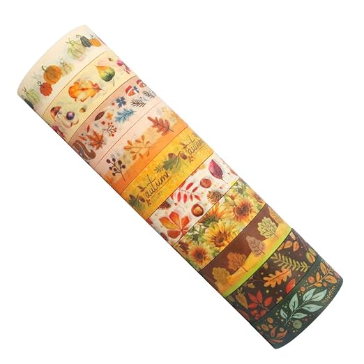 YUBBAEX 10 Rolls Four Seasons Washi Tape Set Yellow Leaves & Flowers Masking - Image 2