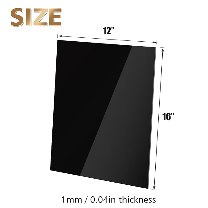 Egofine 12" x 16" Black Plexiglass Sheets 20 Pack 0.04 Inch Cast Acrylic Sheet - Image 2
