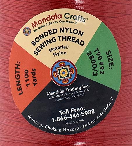Mandala Crafts Bonded Nylon Thread Red Heavy Duty Sewing Threads - Image 4