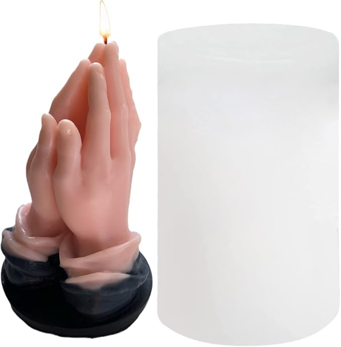 3D Hands Folded for Prayer Candle Silicone Mold Scented DIY Reisn Mold Gypsum by TOPYS