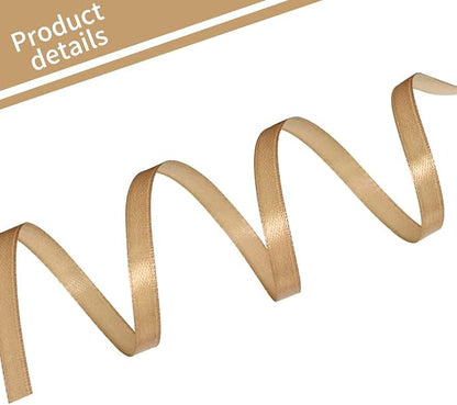 TONIFUL 1/4 Inch x 100yds Gold Satin Ribbon, Thin Solid Color Satin Ribbon - Image 3