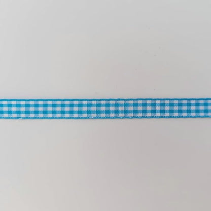 Micomon Vivid Blue and White Woven Edge Plaid Ribbon 100% Polyester Gingham - Image 8