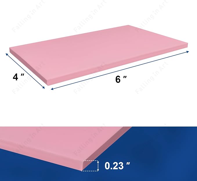 Falling in Art 4 x 6" Pink Rubber Carving Blocks, 6 Pack Soft Linoleum Blocks - Image 2