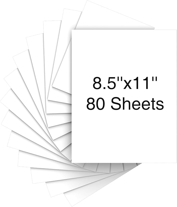 Cardstock 8.5 x 11 Inch 80 Sheets 190 gsm Heavyweight Card Stock Paper White by Unknown