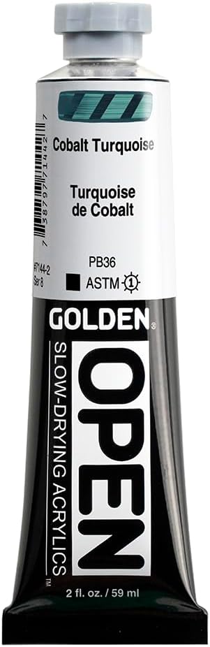 OPEN Slow-Drying Acrylics by GOLDEN, Cobalt Turquoise, 2 fl oz. tube, by GoldenArtistColors
