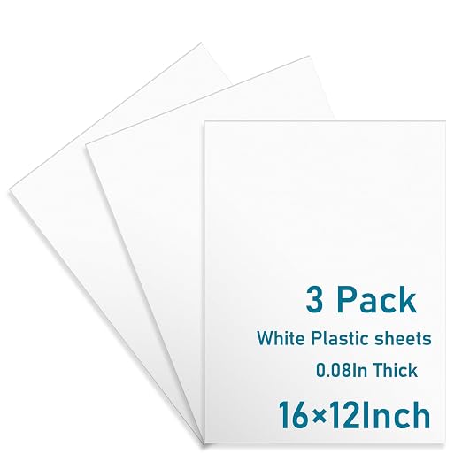 3 Pack White Plastic Sheets 16x12x0.08in Flexible High Tensile Plastic Sheets by Polvtor