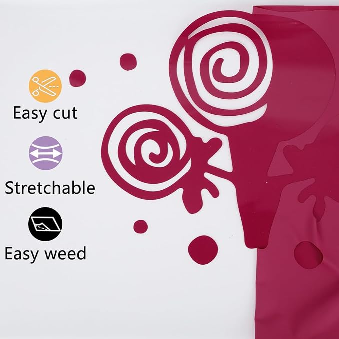 guangyintong Heat Transfer Vinyl Rose Red HTV Rolls, Matte Surface HTV Vinyl - Image 3