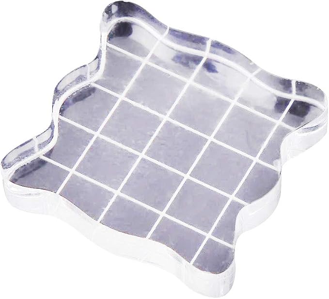 1PC Acrylic Stamp Blocks with Grid Lines, Transparent with Curve Edges by Hilitand