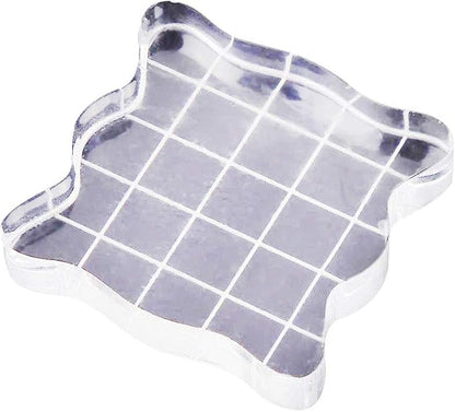 1PC Acrylic Stamp Blocks with Grid Lines, Transparent with Curve Edges by Hilitand