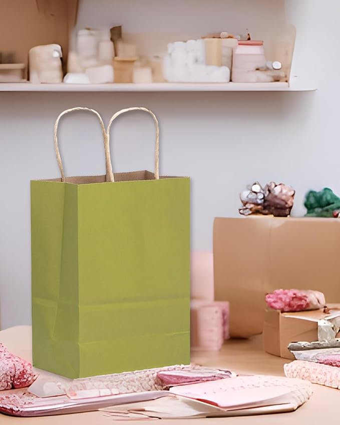 qiqee 32-Packs Forest Green Paper Gift Bags - Image 5