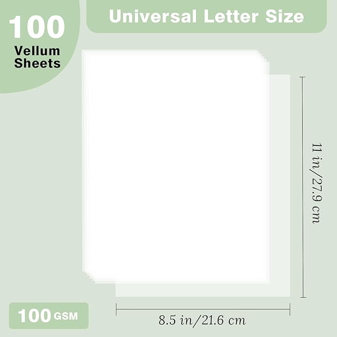 JAGERGREEN Vellum Paper 8.5 x 11 Inches 100GSM 100 Sheets, Thick Translucent - Image 2