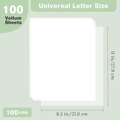 JAGERGREEN Vellum Paper 8.5 x 11 Inches 100GSM 100 Sheets, Thick Translucent - Image 2