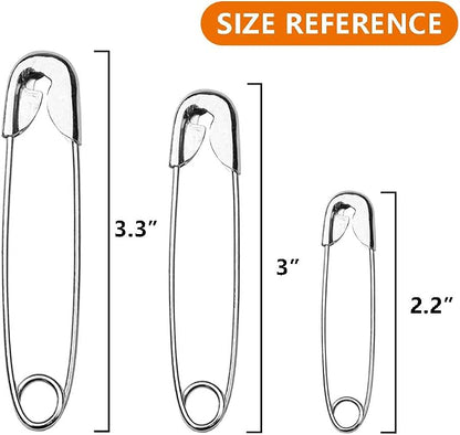 vrupin 100Pcs-3inch Stainless Steel Safety Pins, Safety Pins Bulk Metal Silver - Image 2