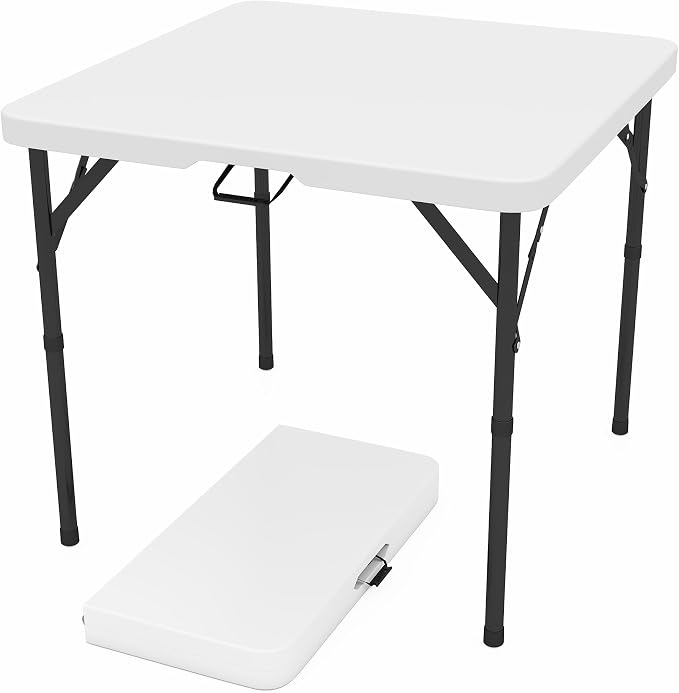 34" Square Folding Table, Portable Plastic Card Table by Winlice