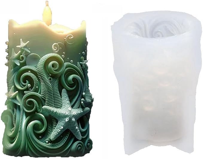 Starfish Shell Cylindrical Candle Mold, Marine Conch Silicone Mold, Wave Epoxy by letsgetfun