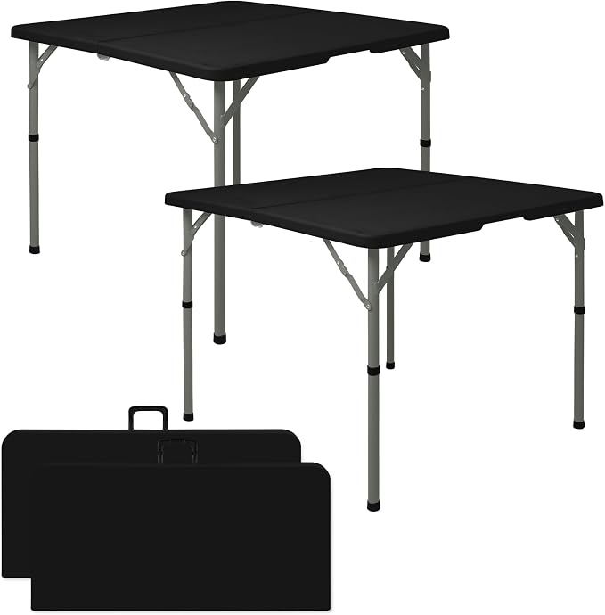 Set of 2 Square Folding Table 34in Multi-Functional Portable Folding Card Table by HAISIWLKJ