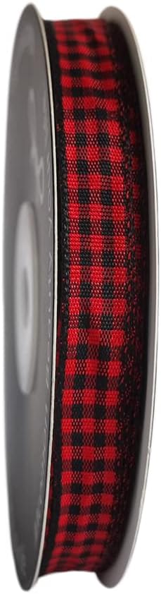 Red and Black Gingham Plaid Checked Ribbon 25 Yards Each Roll 100% Polyester - Image 3