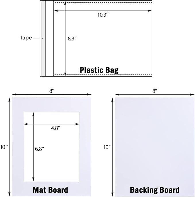 Egofine Pack of 5 White Mat Board Pre-Cut 8x10 Picture Mat - Image 2
