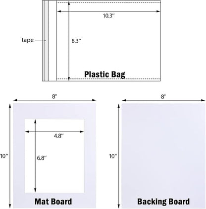 Egofine Pack of 5 White Mat Board Pre-Cut 8x10 Picture Mat - Image 2