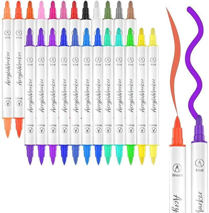 Acrylic Paint Marker Pens 24pcs, Dual Tip Pens by Tommax
