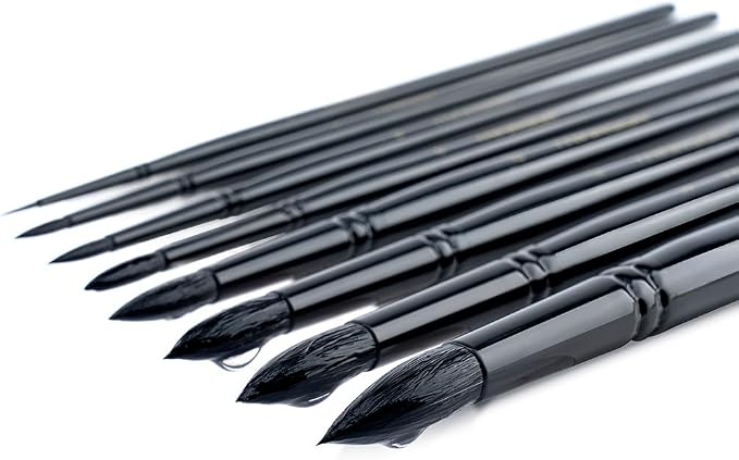 Transon 8pcs Round Watercolor Paint Brush Set Goat Hair - Image 9