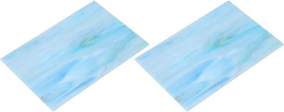 MECCANIXITY 2 Pcs Stained Glass Sheet Mosaic Tile 7.9 Inch x 5.9 Inch Teal by MECCANIXITY