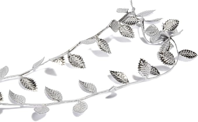 BASOKAN Silver Leaves Leaf Ribbon Trim Rope - Image 2