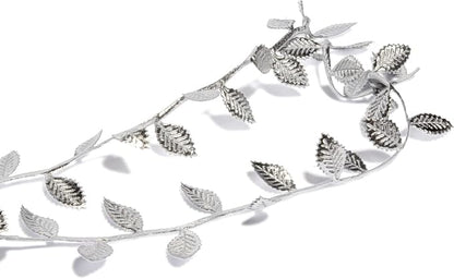 BASOKAN Silver Leaves Leaf Ribbon Trim Rope - Image 2