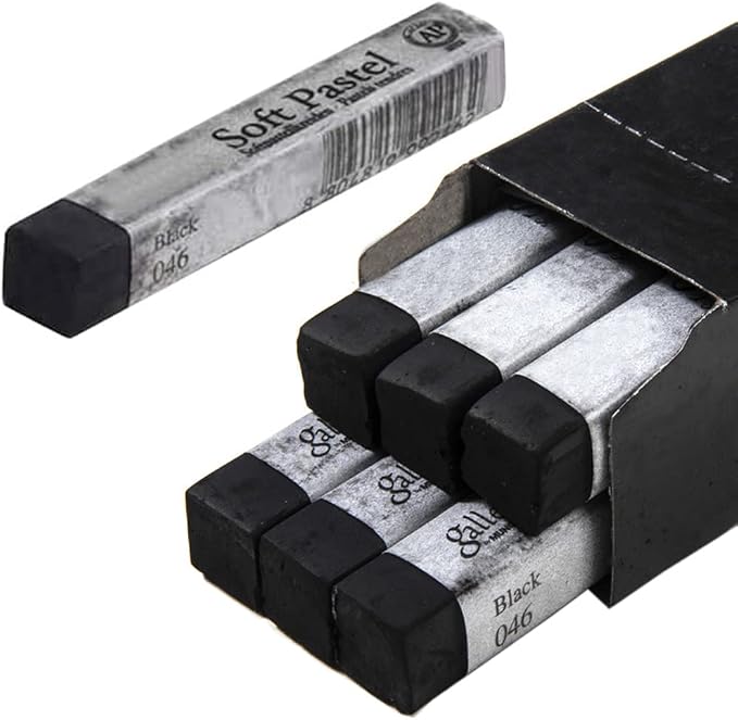 6pcs Square Black Soft Pastel Set, Professional Artist's Sketching Chalk by iEasey