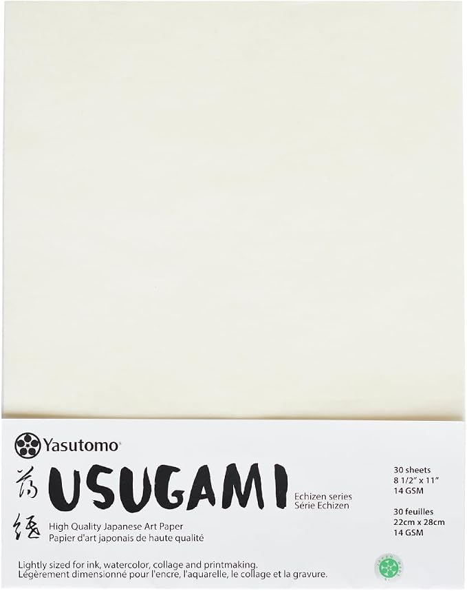 Yasutomo Usugami Paper, Size 8 1/2" x 11", 30 Sheets, Arts and Crafts Supplies by Yasutomo