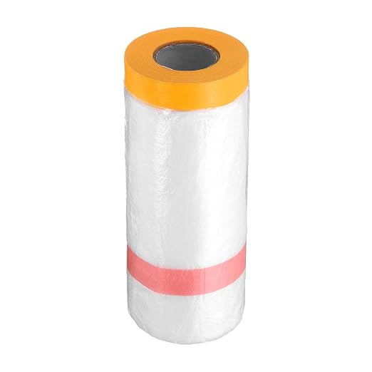 HARFINGTON Pre-Taped Masking Film 43.3" x65.6ft Double Adhesive Tape and Drape by HARFINGTON
