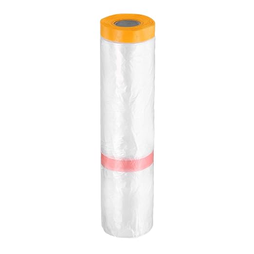 HARFINGTON Pre-Taped Masking Film 157.5" x65.6ft Double Adhesive Tape and Drape by HARFINGTON
