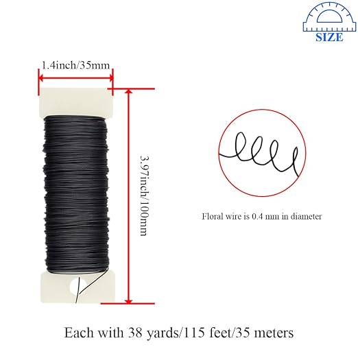HAHIYO 26Gauge Black Metal Floral Wire - Image 2