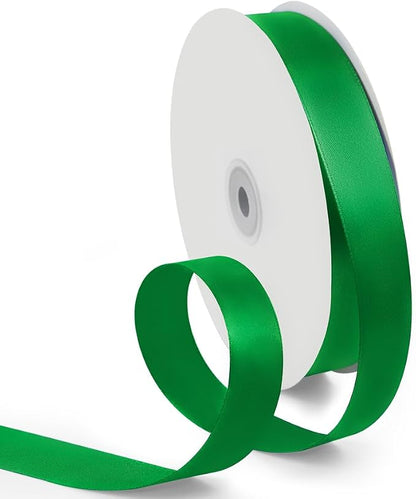1 Inch 100 Yards Satin Ribbon Green, Solid Color Fabric Ribbon by HimBen