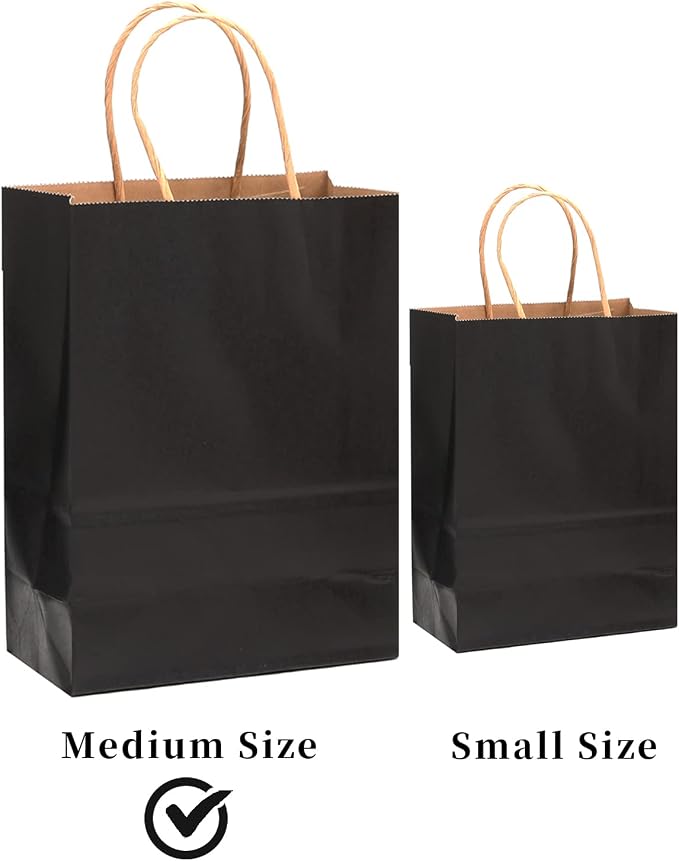 qiqee 60 pcs Kraft Bags with Handles 7.6"x4.75"x10.5" Medium Gift Paper Bag - Image 2