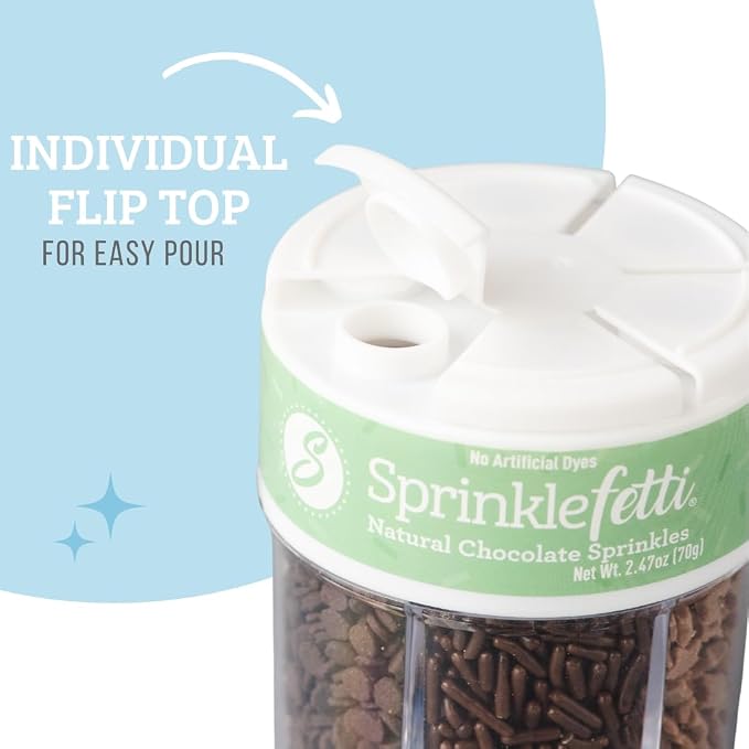 Sweets Indeed Dye-Free Chocolate Sprinkles – 2.75 oz 6-Cell Mix - Image 4