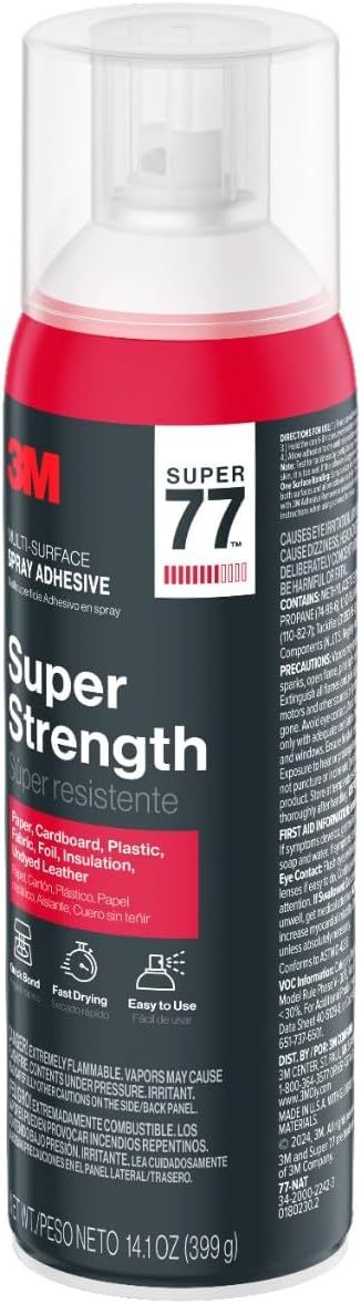 3M Super 77 Multi-Surface Spray Adhesive, 14.1 oz., Low VOC, Quick Bond - Image 4