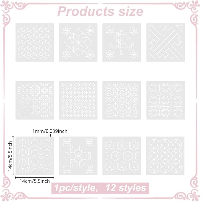 FREEBLOSS Sashiko PET Stencils - Image 3
