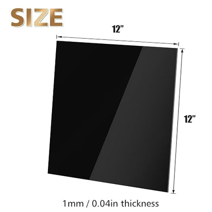 Egofine 12" x 12" Black Plexiglass Sheets 12 Pack 0.04 Inch Cast Acrylic Sheet - Image 2