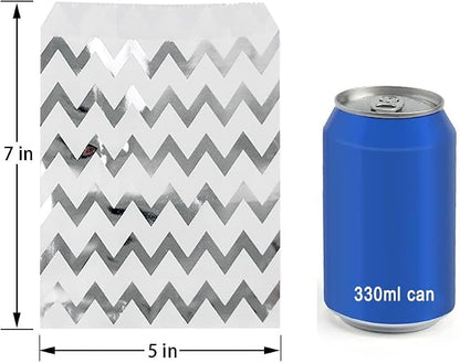 KEYYOOMY 200 Pcs Silver Candy Buffet Bags Small Cookie Bags Polka Dot Paper - Image 2
