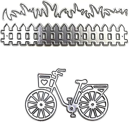 Grass Fence and Bike Metal Cutting Dies, Grass Bush Fence Die Cuts by Unknown