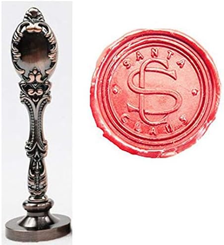 Vintage Santa Claus Monogram Sealing Wax Seal Stamp Red Brass Metal Handle Kit by MNYR
