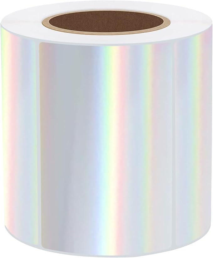 3x2 Inch Holographic Thermal Labels, Glitter Silver Thermal Sticker Labels by STARLIBOO